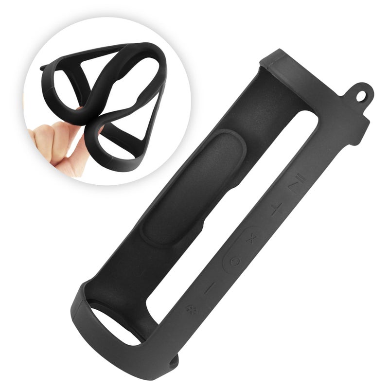 Linkidea Silicone Speaker Case Cover Compatible with JBL Charge 3, Protective Soft Skin Sleeve, Travel Carrying Pouch with Keychain Hook (Black) - Image 3